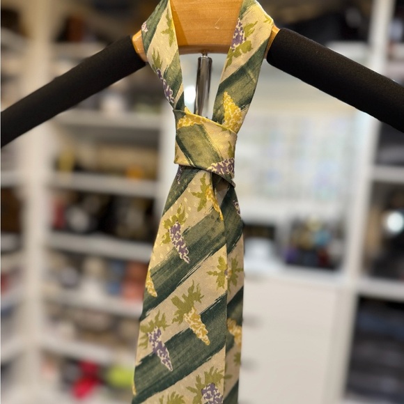 Yves Saint Laurent Green and Yellow Floral Tie